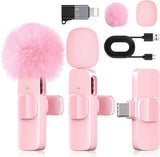 Lavalier Microphone with Noise Cancellation, Plug & Play Pink