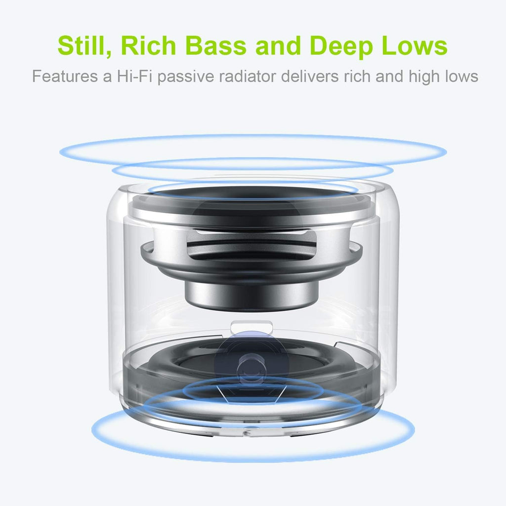 Travel Case Packed,  Portable Bluetooth Speaker with Custom Bass Radiator, Brief Design
