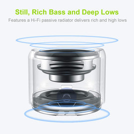 Travel Case Packed,  Portable Bluetooth Speaker with Custom Bass Radiator, Brief Design
