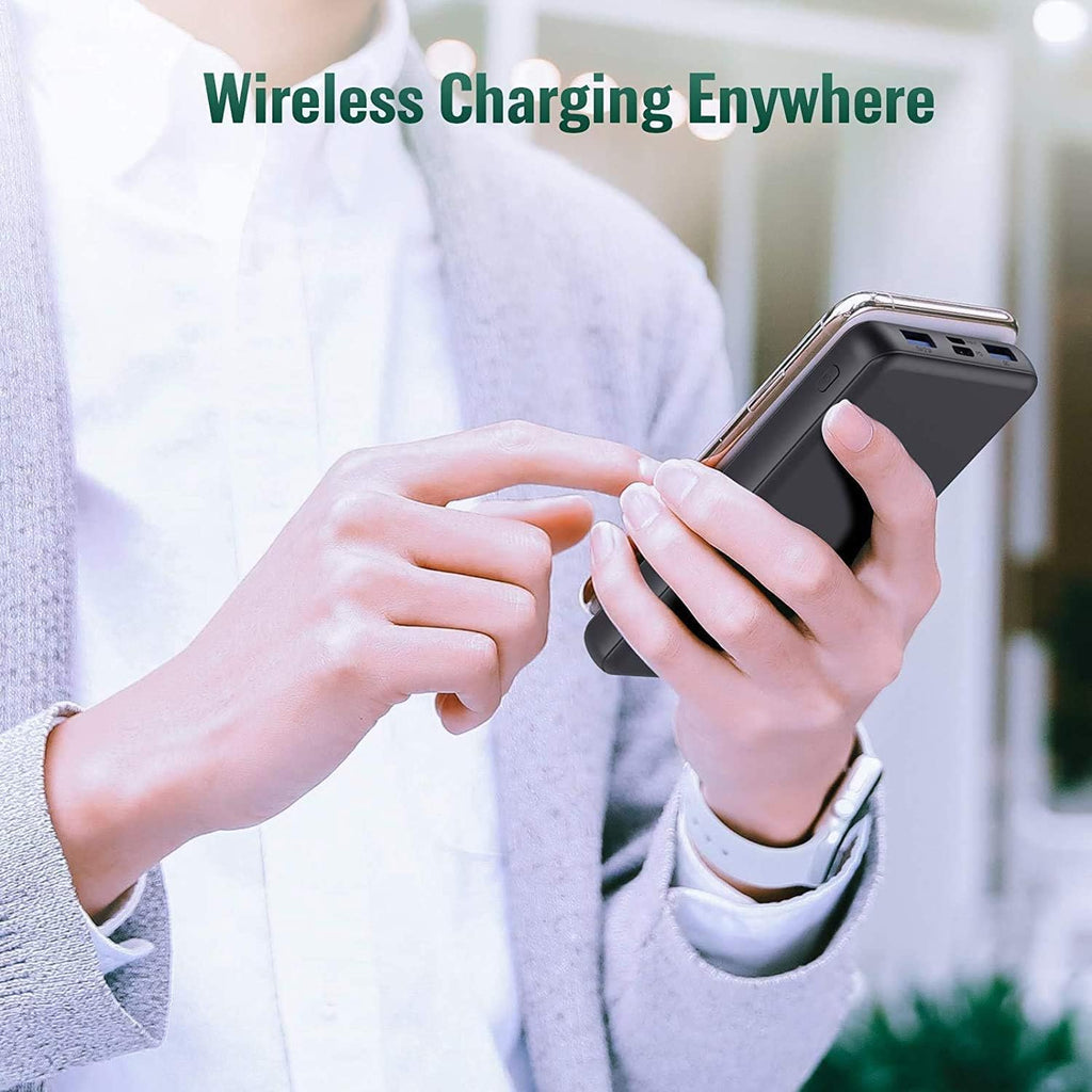 Wireless Portable Charger Power Bank, 26800mAh 10W Fast Wireless Charging 18W PD QC 3.0 USB-C Power Bank