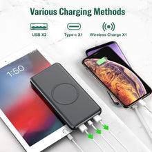 Load image into Gallery viewer, Wireless Portable Charger Power Bank, 26800mAh 10W Fast Wireless Charging 18W PD QC 3.0 USB-C Power Bank