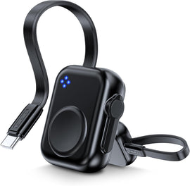 Magnetic Portable iWatch Charger USB C 1400mAh Power Bank Keychain Fast Wireless Charging