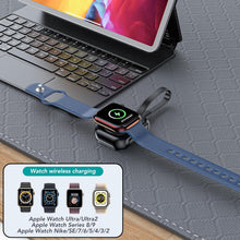 Load image into Gallery viewer, Magnetic Portable iWatch Charger USB C 1400mAh Power Bank Keychain Fast Wireless Charging