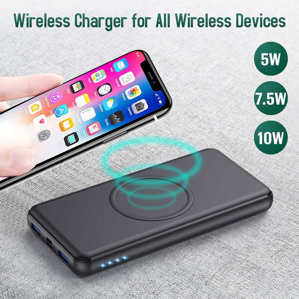 Wireless Portable Charger Power Bank, 26800mAh 10W Fast Wireless Charging 18W PD QC 3.0 USB-C Power Bank
