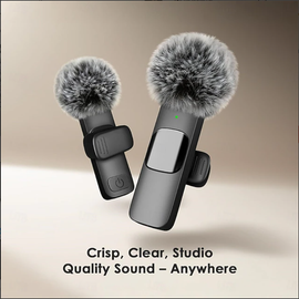 Mini Mic Wireless Microphone for iPhone, iPad, Android Lavalier Microphone for Video Recording with USB-C & Lighting