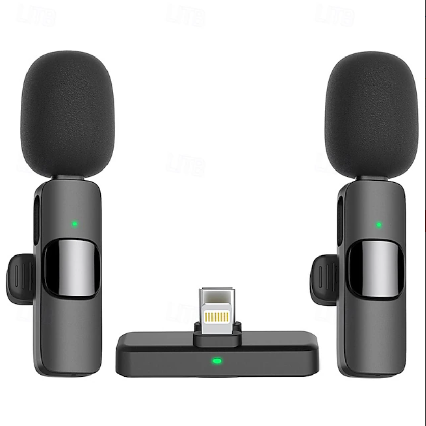 Wireless Lavalier Microphone Bluetooth Lapel Phone Mic for Video Recording - Mini Clip on Microphones for iPhone & Android