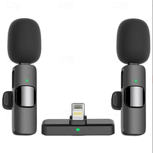 Load image into Gallery viewer, Wireless Lavalier Microphone Bluetooth Lapel Phone Mic for Video Recording - Mini Clip on Microphones for iPhone &amp; Android