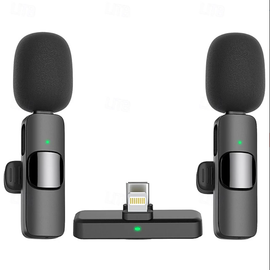 Wireless Lavalier Microphone Bluetooth Lapel Phone Mic for Video Recording - Mini Clip on Microphones for iPhone & Android
